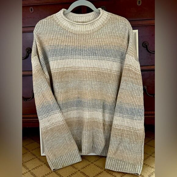 GAP CashSoft Oversized long sleeved Striped Funnel Sweater L - Picture 1 of 9